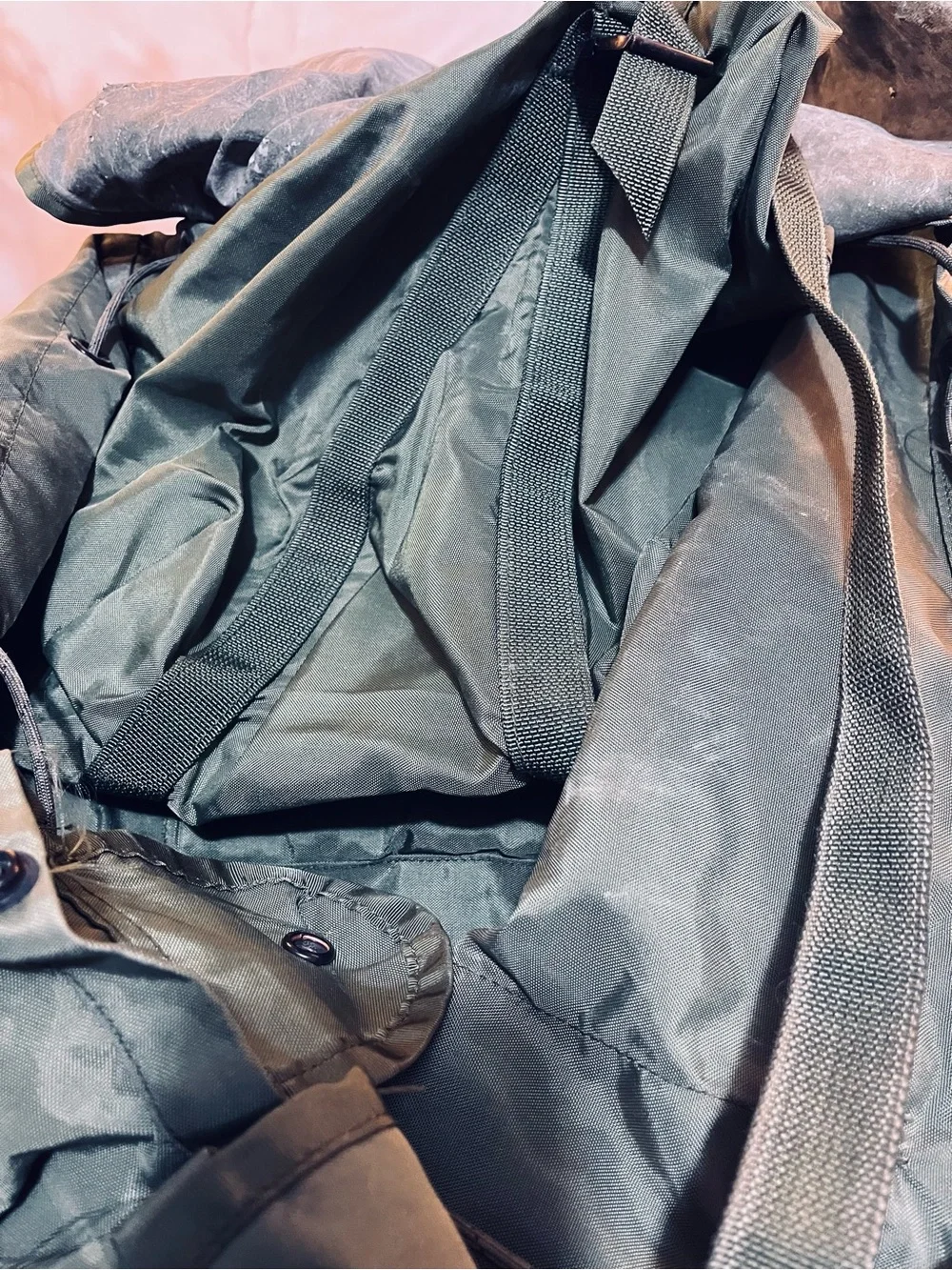 Olive Green Military-Style Rucksack Backpack